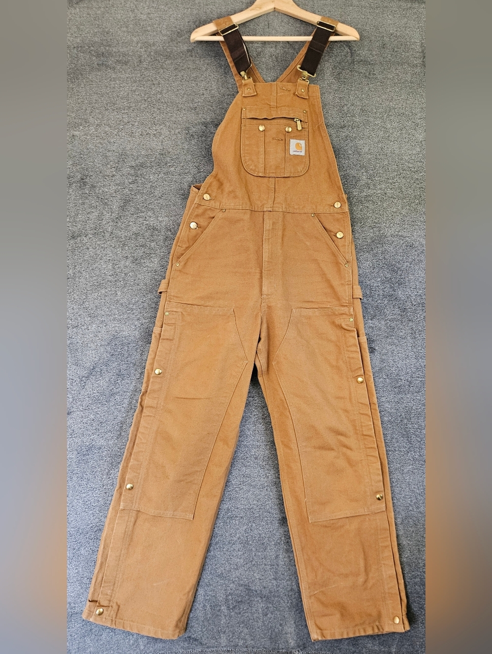 CARHARTT Men Loose Fit Firm Duck Zip to Tight Bib 100% cotton 30×30 Overalls.